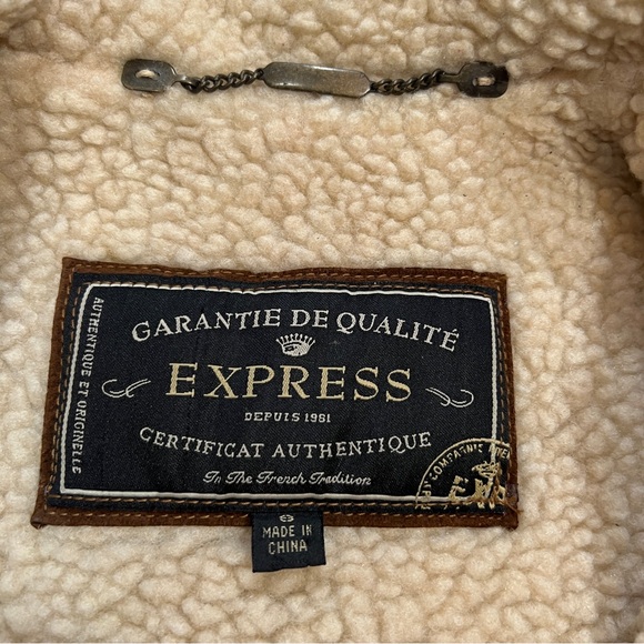 Express Brown Suede Leather Sherpa Vest Small - Picture 11 of 11